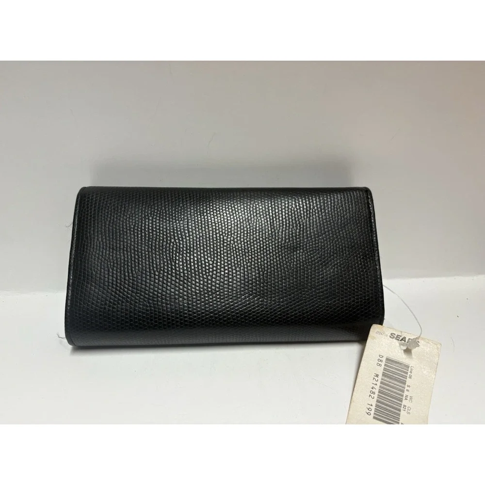 Vintage SEARS Black‎ Wallet New with tags checkbook gold trim